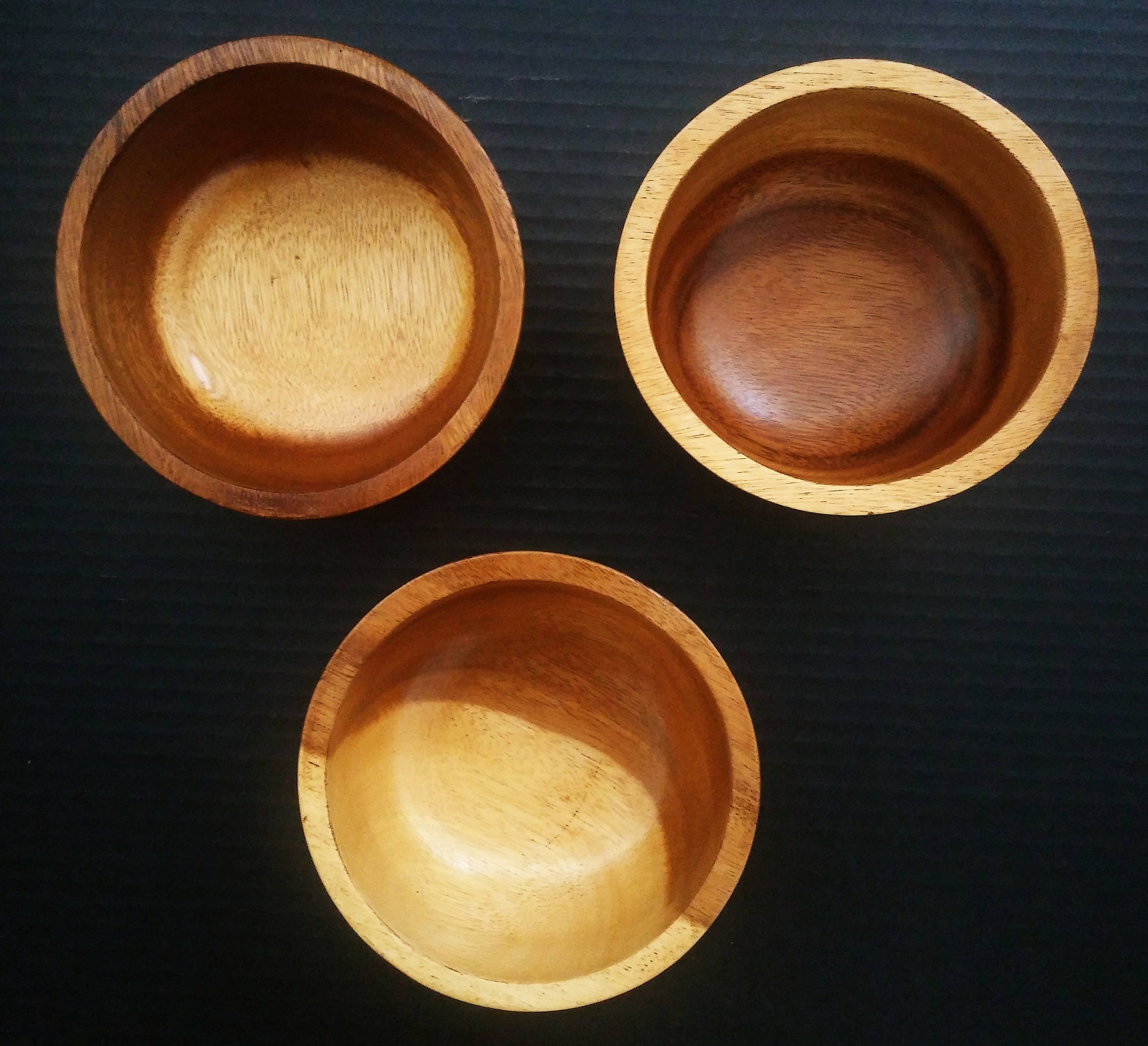 Carved wooden salad bowls Set of three Etsy