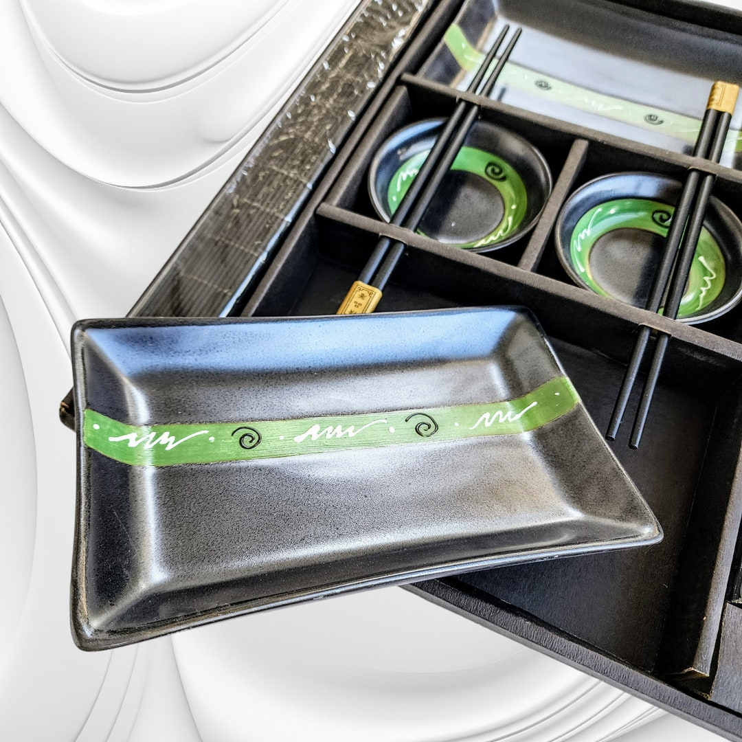 Sushi Dish Set With Chop Sticks and Sushi Mats in the Box - Etsy