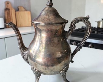 Silver Plated Footed Tea / Coffee Pot | Victorian Style | Leonard Silver