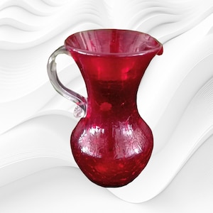 Ruby Red Glass Water Pitcher ~ Hand Crafted Kanawha Art Glass Vase
