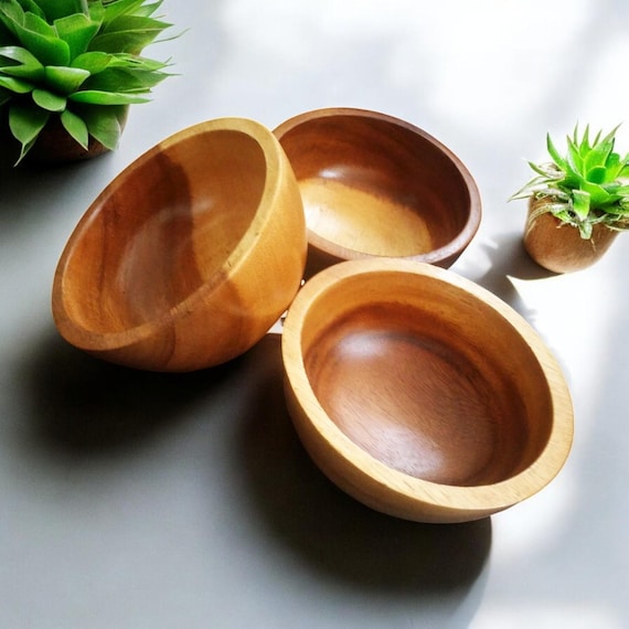 Handcrafted Acacia Wooden Salad Bowls | Set of 3 Artisan Serving Bowls