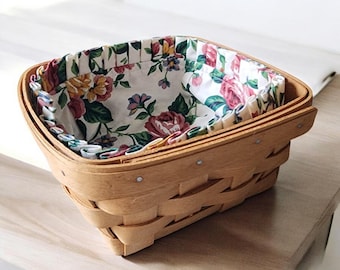 Longaberger Small Square Berry Basket with Fabric Liner