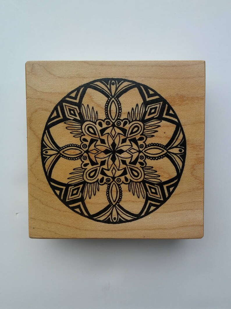 Floral Ink Stamp Wooden Rubber Ink Stamp Inking Crafts