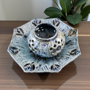 Hand Crafted Tealight Candle Holder and Plate | Fine Art Ceramics