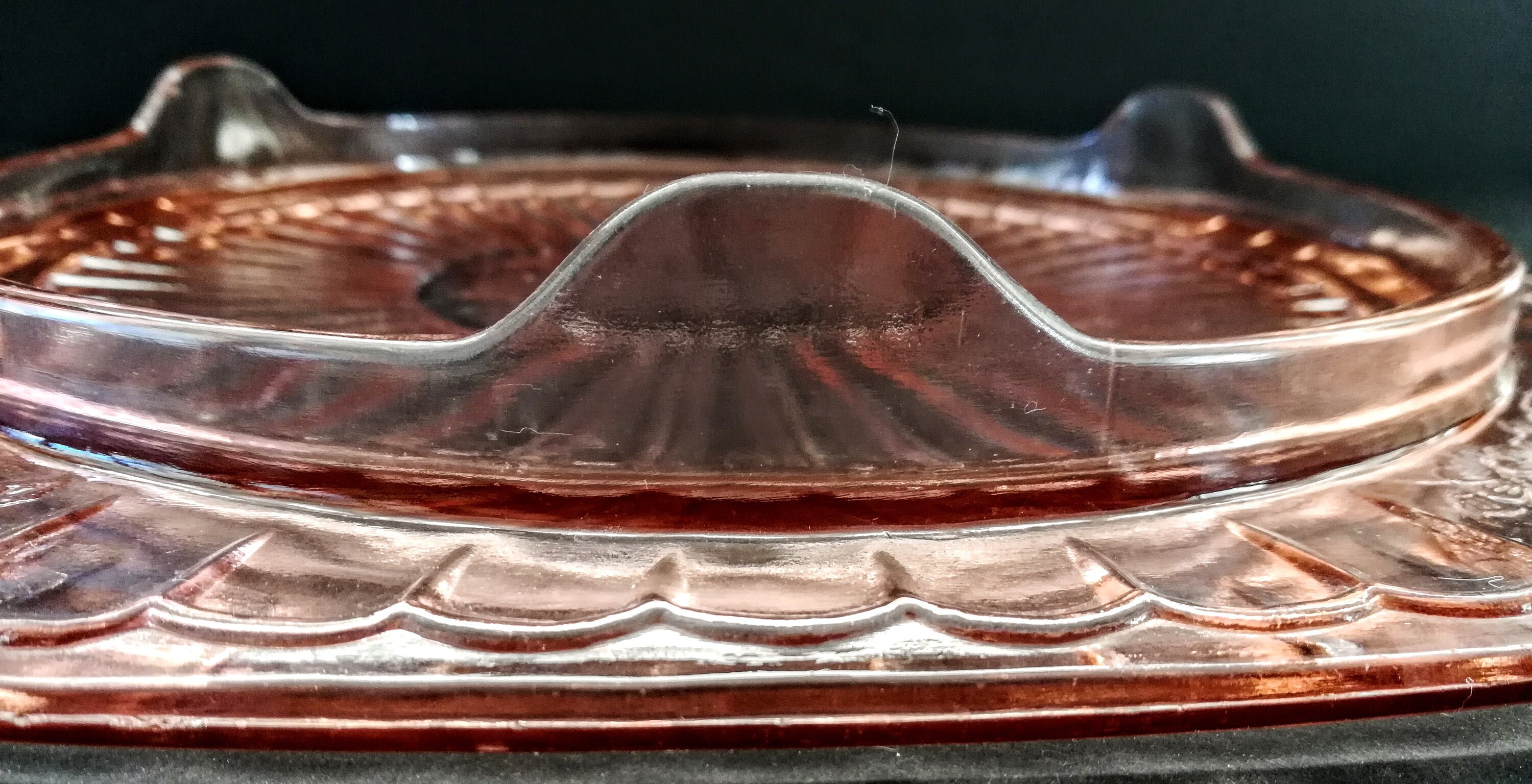 Pink Depression glass Square antique footed plate Etsy