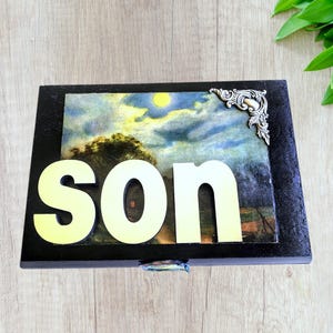 Trinket/Stash Box ~ Son ~ To the Moon and Back ~ Decoupaged Cigar Box