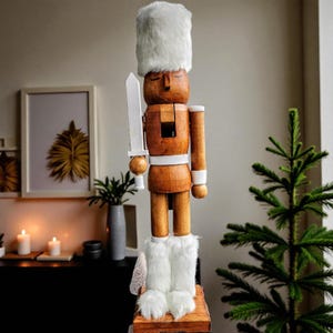 Nutcracker Soldier/Palace Guard ~ Large 15" Figurine with Fuzzy White Boots and Hat