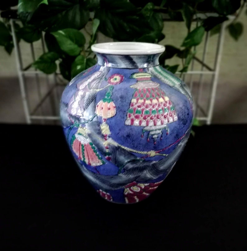 Ceramic floor vase ~ Asian abstract vase