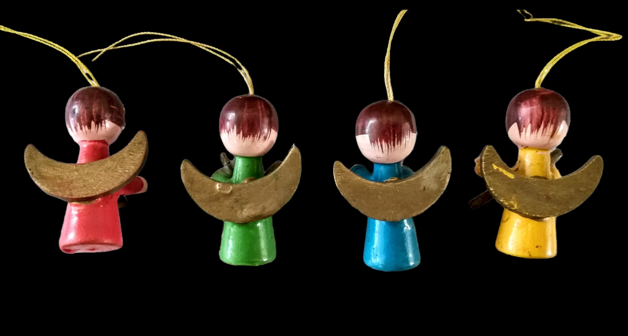 Vintage German Christmas Tree Ornaments Wooden Angel Etsy