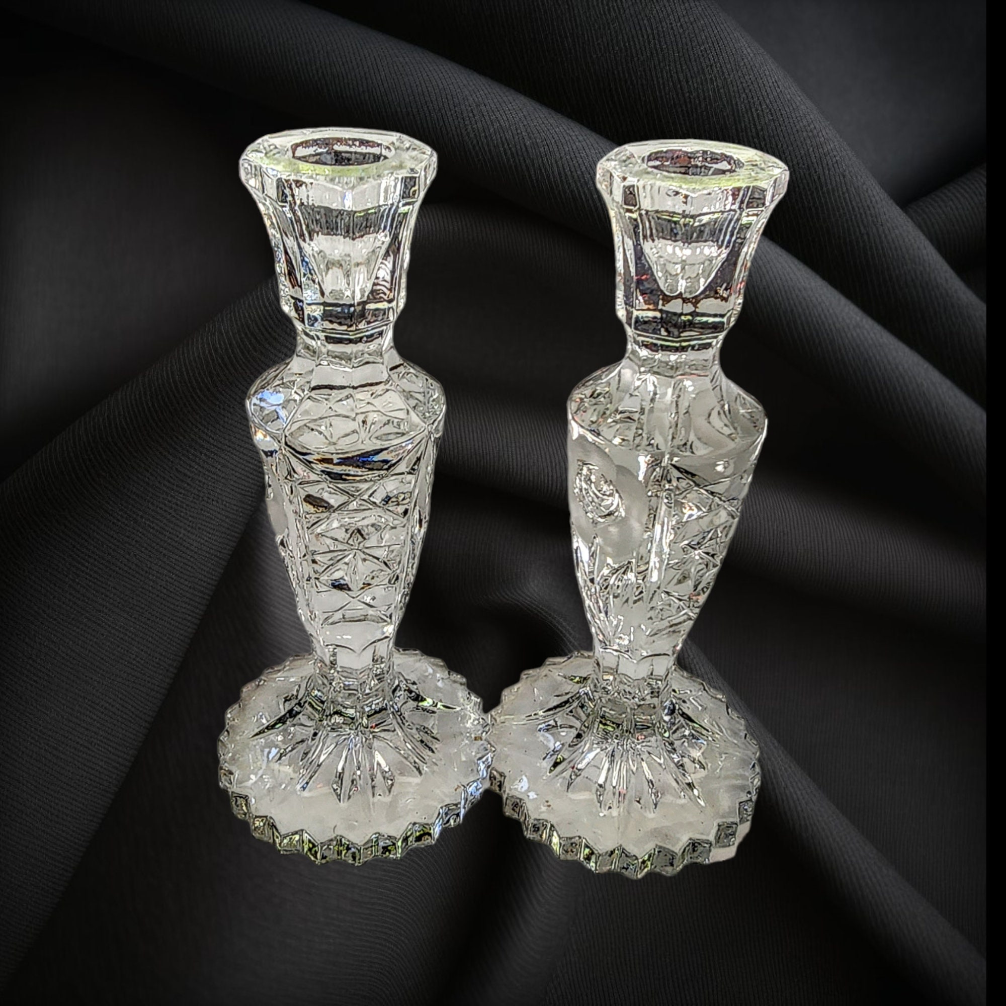 Cut Crystal Candle Holders Set of 2 Etsy
