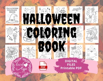 Halloween Coloring Book, 31 Coloring Sheet, Bold and Easy Coloring Sheets, Great for School or Family Fun!