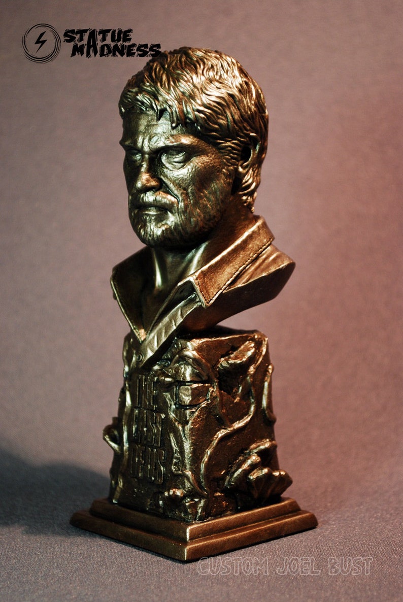 Custom Sculpted JOEL the Last of Us Faux Bronze Bust Figure Figurine 6.