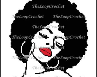 Woman with Afro Graphghan/Throw Pattern