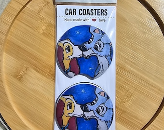 Lady and the Tramp spaghetti Car Coasters