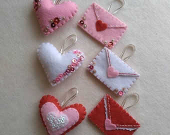 Handmade Felt  Mini Valentine Ornaments