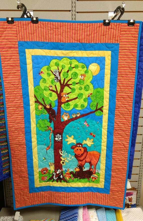 Moose Child S Quilt Crib Quilt Blanket Wallhanging Baby Etsy