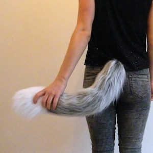 Grey Wolf Tail, Faux Fur Clip On Cosplay