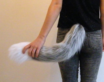 Grey Wolf Tail, Faux Fur Clip On Cosplay