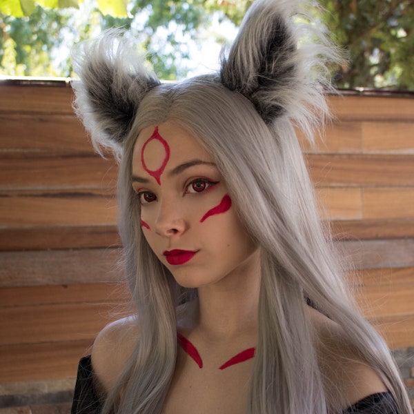 Wolf Ears Headband, Grey Brown White Faux Fur Animal Ears on Hairband, Fluffy Cosplay Cat Head Band