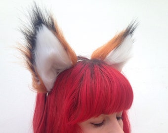 Faux Fur Fox Ears Headband & Bendable Tail Set