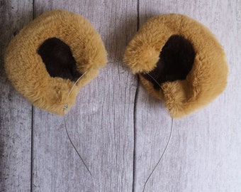 Furry Lion Ears Headband: Faux Fur Animal Costume