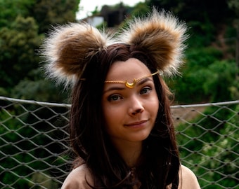 Fascia per capelli con orecchie d'orso finte e pelose: fascia per capelli da cosplay di animali
