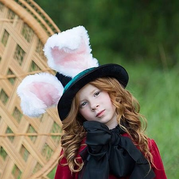 Rabbit Top Hat, March Hare Wired Furry Ears, Alice in Wonderland, Animal Festival Costume