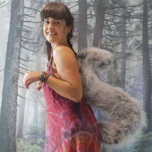 Squirrel Ears and Tail, Red Grey Brown Squirrel Costume Set, Fluffy Giant Curly Animal Tail, Fancy dress Squirrel Girl image 4