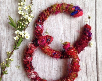 Boho Gift, Hoop Earrings, Recycled Indian Silk Sari Yarn