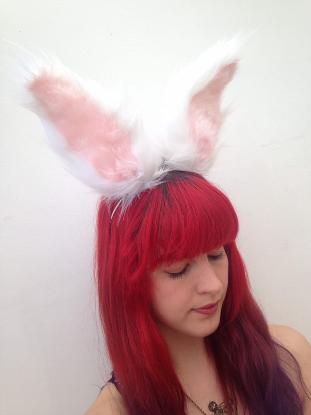 Rabbit Ears Headband, White or Brown Fur Bunny Ear Hairband - Etsy