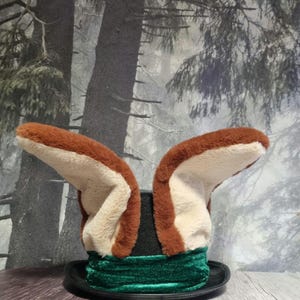 Rabbit Top Hat, March Hare Wired Furry Ears, Alice in Wonderland, Animal Festival Costume Brown