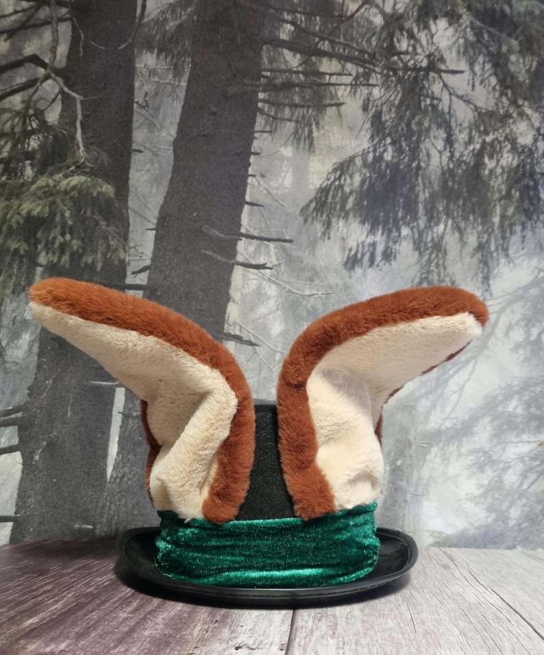 Rabbit Top Hat, March Hare Wired Furry Ears, Alice in Wonderland, Animal Festival Costume Brown