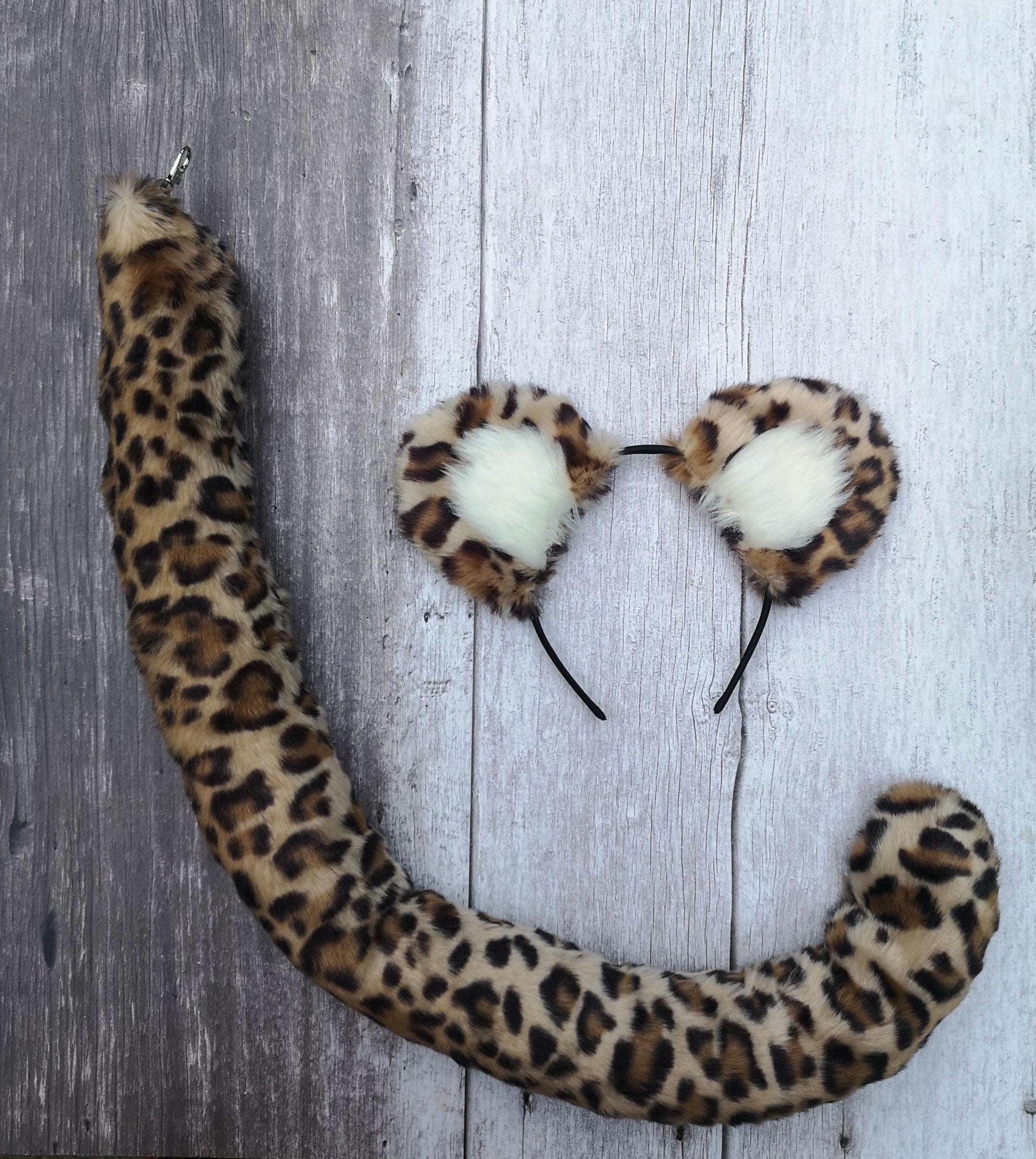 Fluffy Leopard Tail and Ear Headband Set. Spotted Animal  display picture 2