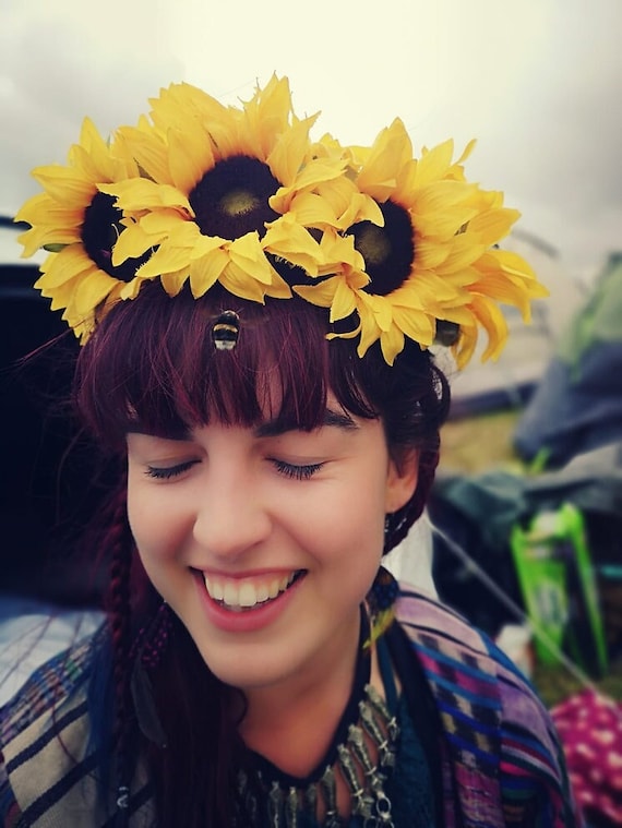 Cerchietto Per Capelli Donna Con Fiore Di Girasole E Rosa: Accessorio Elegante Per Matrimoni, Feste E Festival, Morbido E Comodo