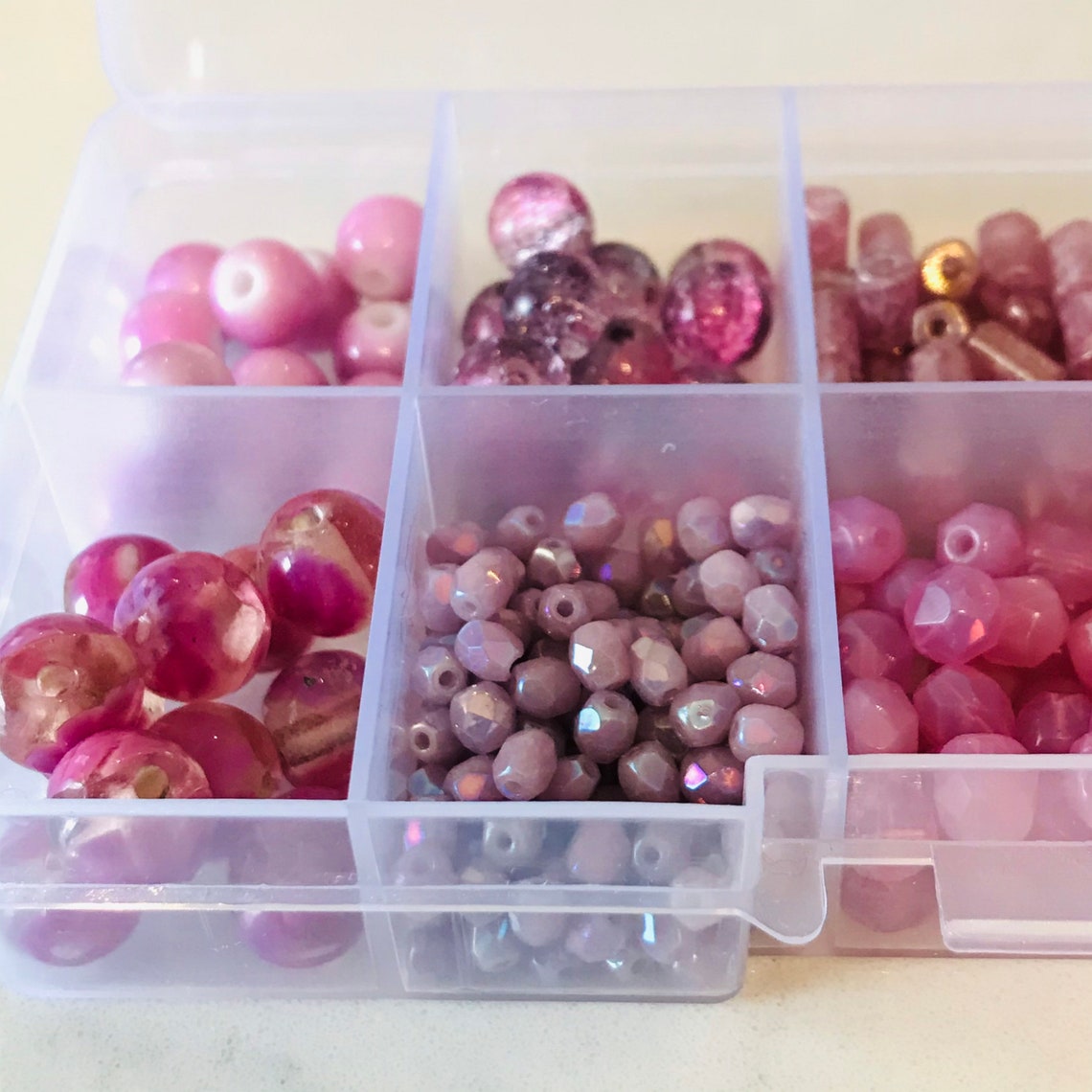 100's de PINK Crystal & Glass Beads Mixed Box Etsy