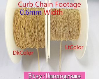 14K Yellow Gold Filled Curb Chain Footage 0.6mm Width Unfinished Chains Sale by Foot Wholesale BULK DIY Jewelry Findings 1/20 14kt GF