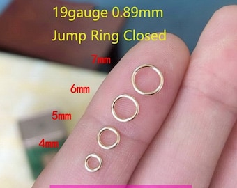 4mm,5mm,6mm,7mm Outside Diameter Solder Closed Jump Rings 19ga 0.89mm 14K Yellow Gold Filled Wholesale BULK Jewelry Findings 1/20 14kt GF