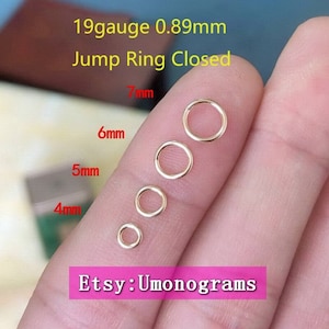 4 mm, 5 mm, 6 mm, 7 mm ytterdiameter Lödförslutna hoppringar 19ga 0,89 mm 14K gult guldfyllt Smyckesfynd i bulk 1/20 14kt GF