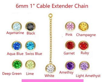 14K Yellow Gold Filled 1" Cable Extender Chain 6mm 3A CZ Drop 14K Yellow Gold Filled Wholesale DIY Jewelry Findings 1/20 14kt GF