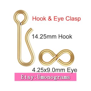 14K Yellow Gold Filled Hook & Eye Clasps 18 Gauge Bracelet Hook Hight Quality Strong Wholesale BULK DIY Jewelry Findings 1/20 14kt GF