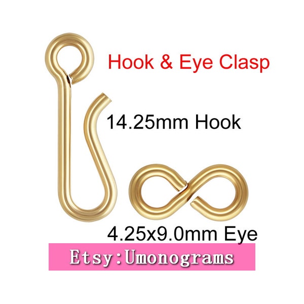 14K Yellow Gold Filled Hook & Eye Clasps 18 Gauge Bracelet Hook Hight Quality Strong Wholesale BULK DIY Jewelry Findings 1/20 14kt GF