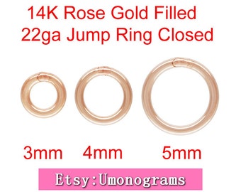 14K Rose Gold Filled 3mm,4mm,5mm Outside Diameter Soldered Closed Jump Rings 22 gauge 0.64mm Wholesale BULK Jewelry Findings 1/20 14kt RGF