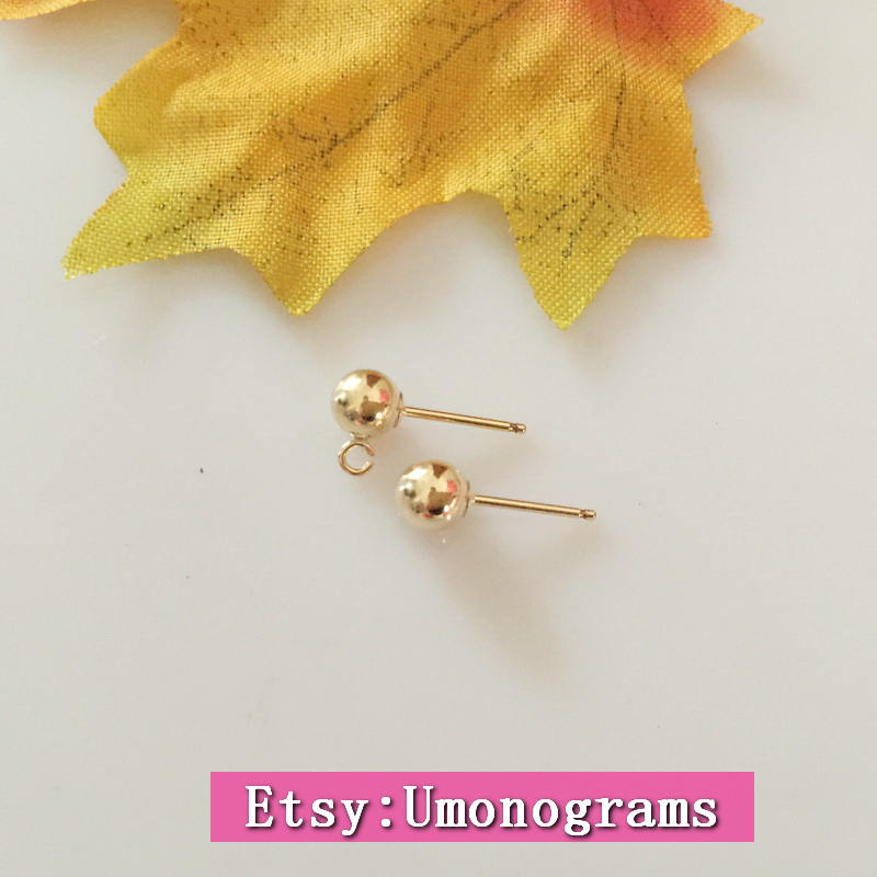Orecchini A Perno Con Sfera In Oro Giallo 14k, Chiusura A Vite, 6 Mm, Finitura Lucida, In Scatola Regalo