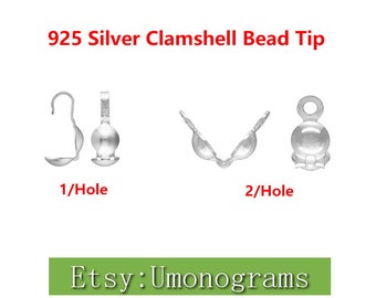 925 Sterling Silver Clamshell Bead Tip, Shiny Wheel Cover Bead, Made In USA, Wholesale BULK DIY Jewelry Findings