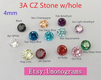 Machine Cut 3A Quality CZ Stone W/Hole 4mm Drop Charms 13 Colors Available For Nekclace Bracelet Wholesale