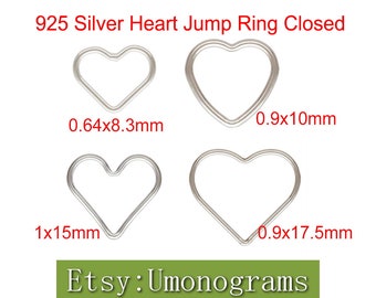 925 Sterling Silver Heart Jump Ring Closed, Heart Shaped Closed