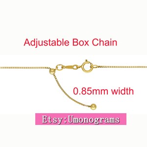 14K Yellow Gold Filled 22inch Adjustable 0.85m Box Chain Finished Necklace W/Slider Bead Wholesale BULK DIY Jewelry Findings 1/20 14kt GF