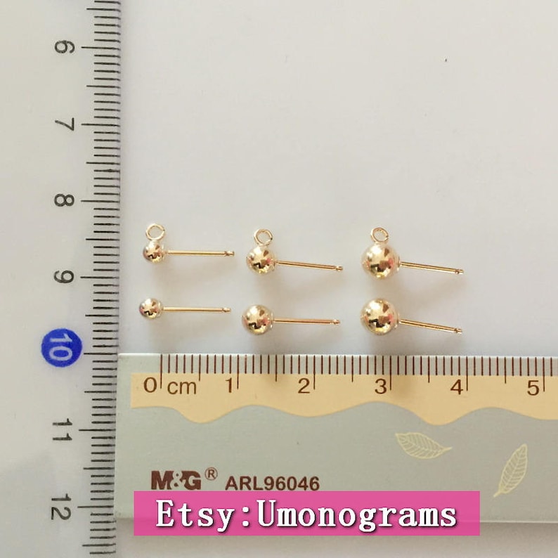 14K Yellow Gold Filled Ball Post Earrings 0.74x8.5mm Ear Post Etsy