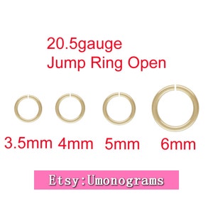 14K Yellow Gold Filled Open Jump Rings 3.5/4/5/6mm Outside Diameter 20.5 gauge 0.76mm Wholesale BULK Jewelry Finddings 1/20 14kt GF