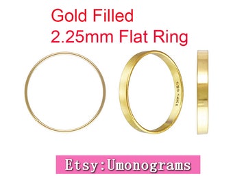 14K Yellow Gold Filled 2.25mm Flat Ring US Ring Size 2/3/4/5/6/7/8/9/10 Wholesale Jewelry Findings 1/20 14kt GF